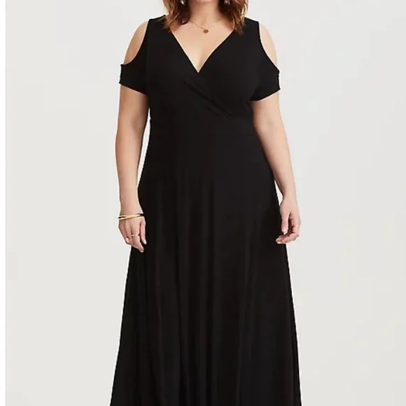 Torrid Black Jersey Cold Shoulder Maxi Dress size 1X - Picture 11 of 12